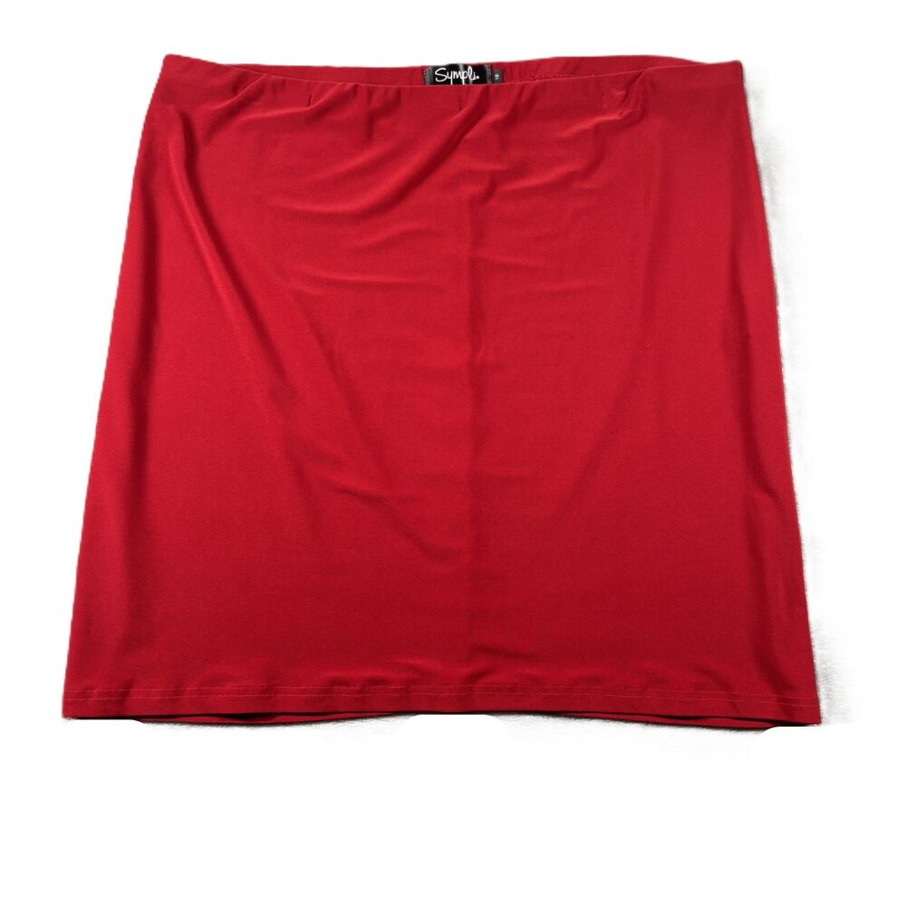 Sympli Women Tube Skirt Pencil Pull On Travel Slinky Knit Career Red 16 P271